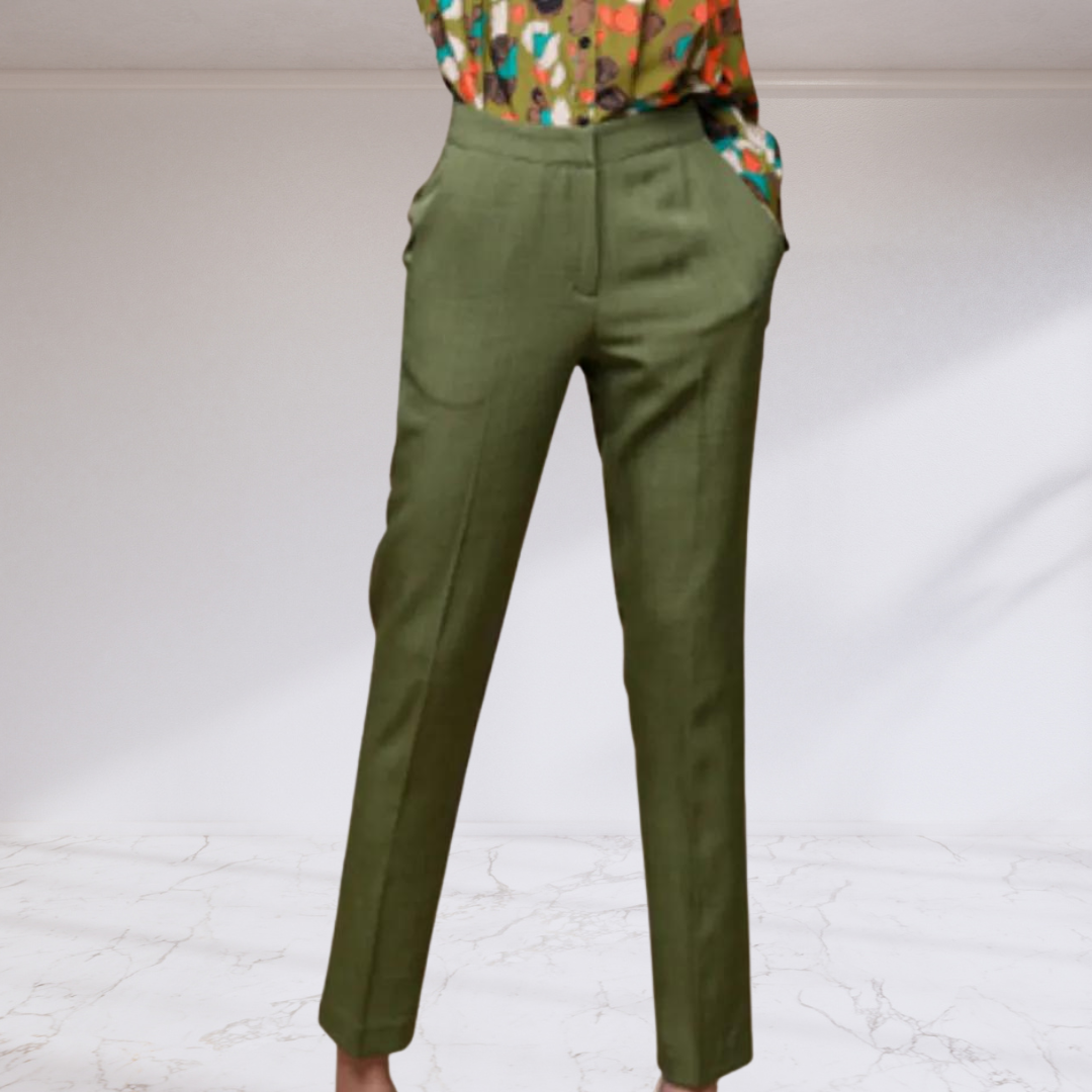 Olive Double Breasted Blazer and Slim Straight Pant Suit Set