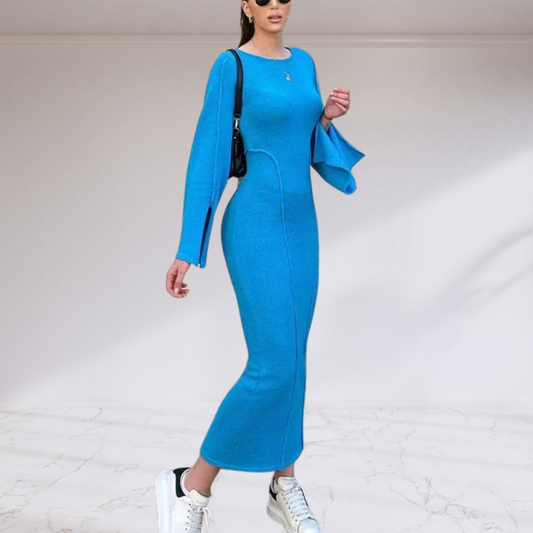 Knit Flare Sleeve Maxi Dress