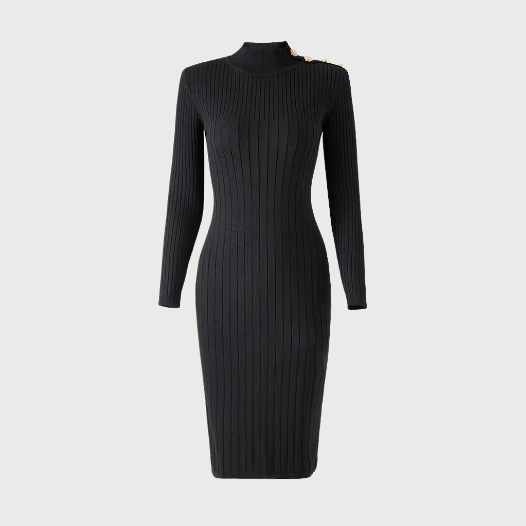 Stand Collar Ribbed Knit Sheath Dress Work-In-Style Boutique Stand Collar Ribbed Knit Sheath Dress Work-In-Style Boutique