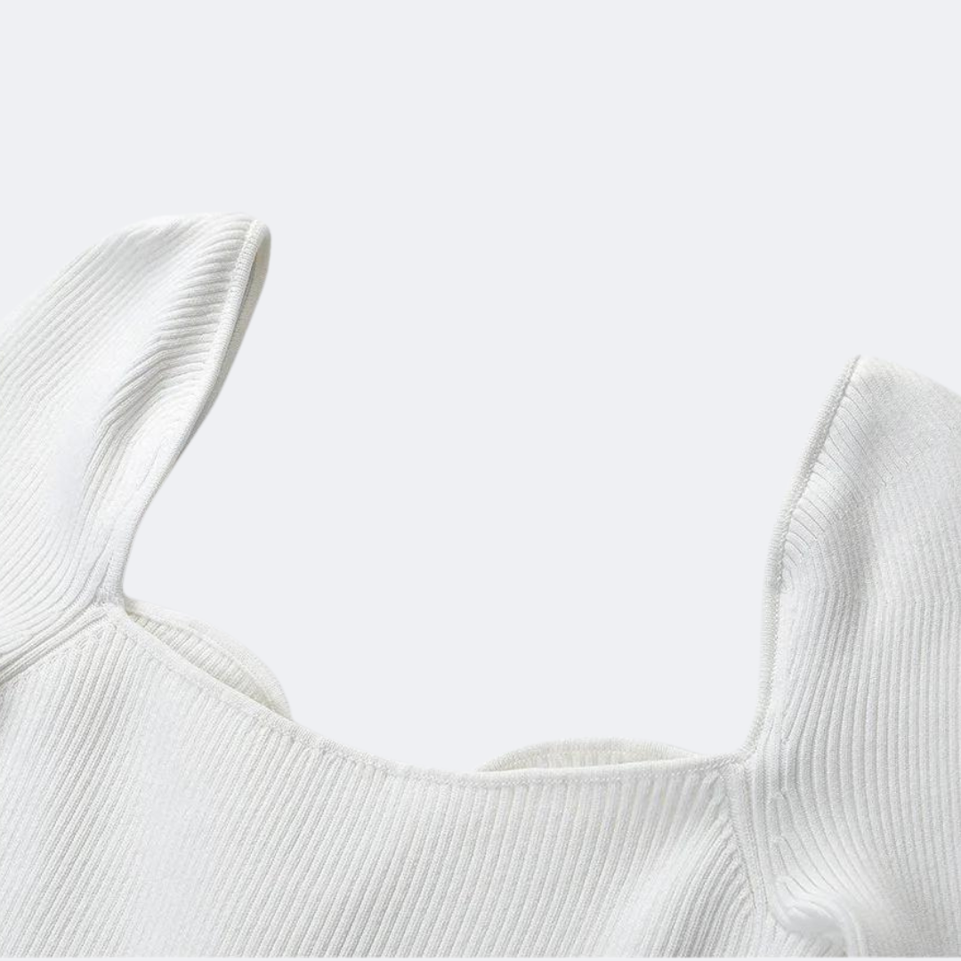Unique Heart Collar Long Sleeve Button Front Knit Dress