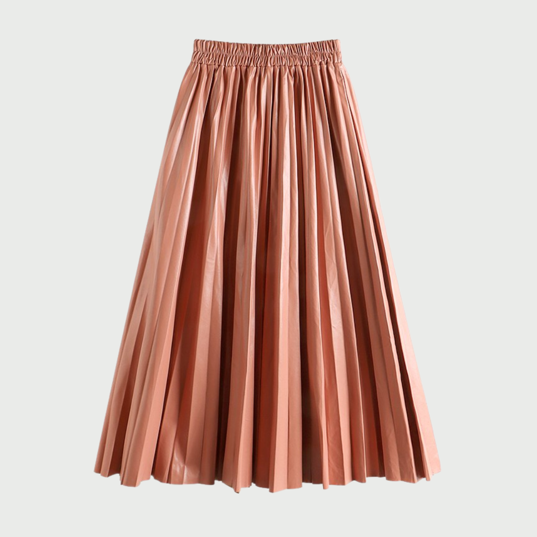 Faux Leather High Waist Pleated Skirt