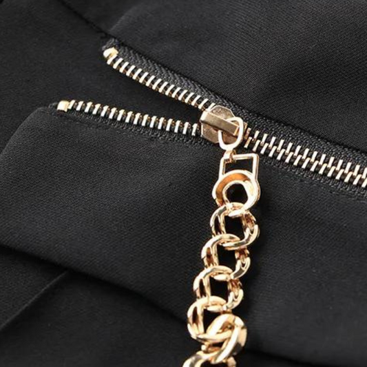 Chain Embellished Wide Leg Trousers