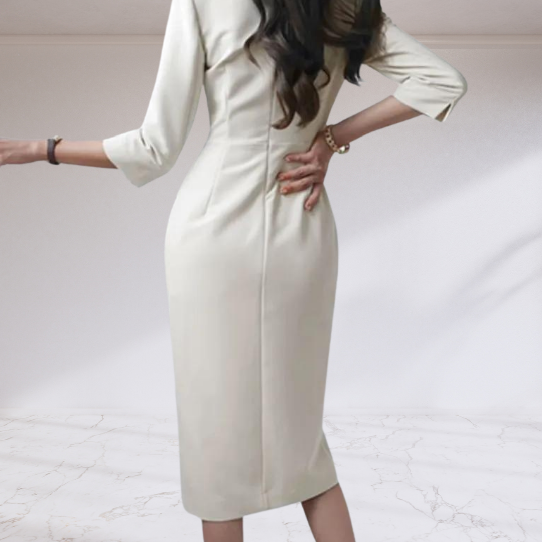 Elegant White Dress Slim Fitting Dress