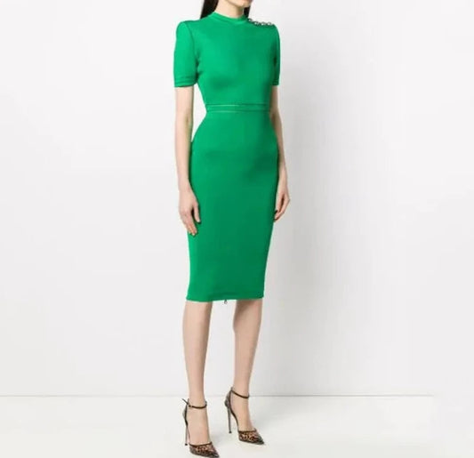 Green Knit Pencil Dress