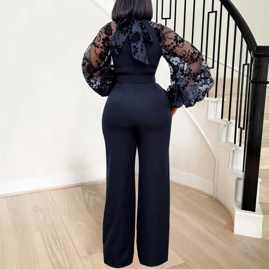 Lace Lantern Sleeve Jumpsuit