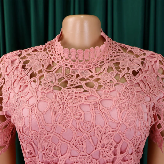 Short Sleeve Lace Top Jumpsuit