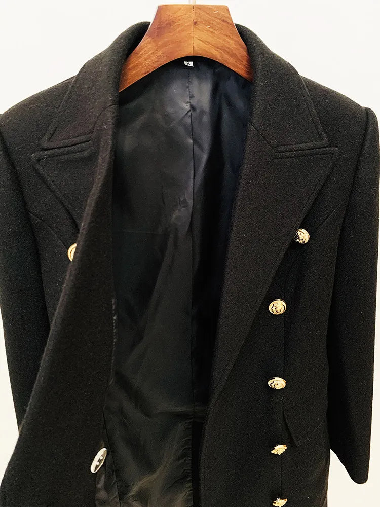 Double-Breasted Wool Midi Trench Coat