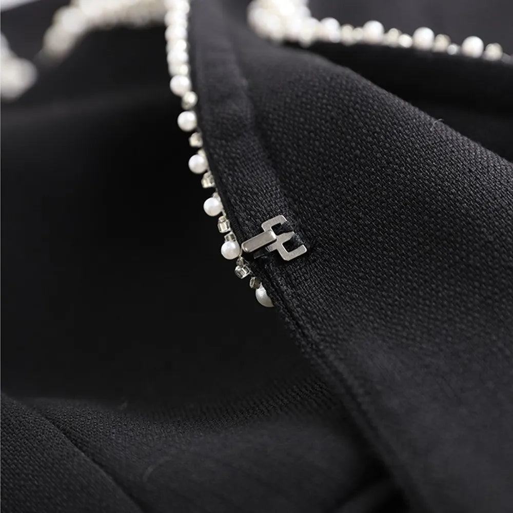 Pearl Embellished Open Front Blazer