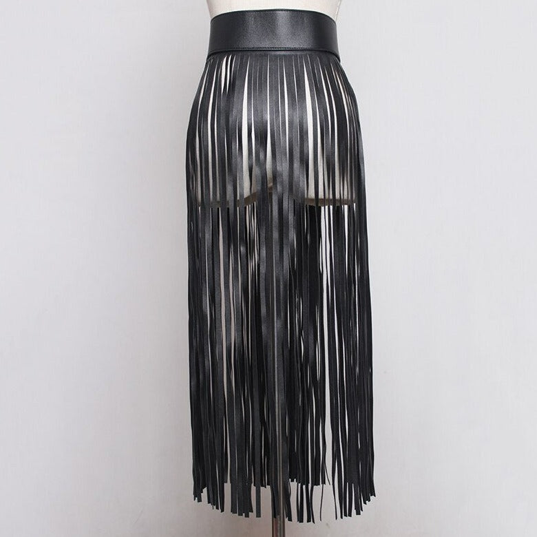 Fashion Leather Long Tassel Belt
