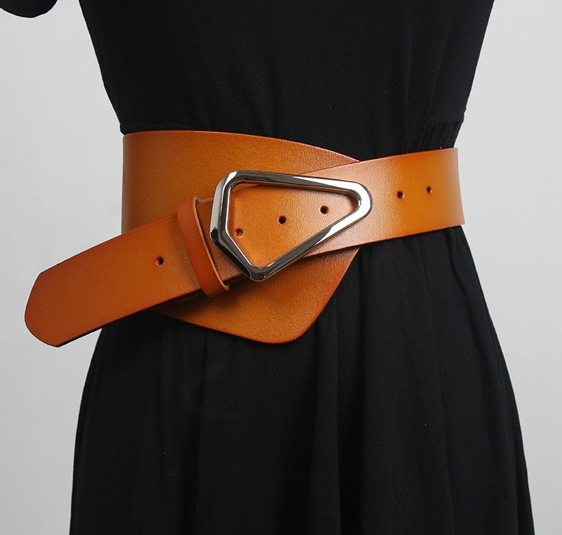 Wide Leather Waist Belt