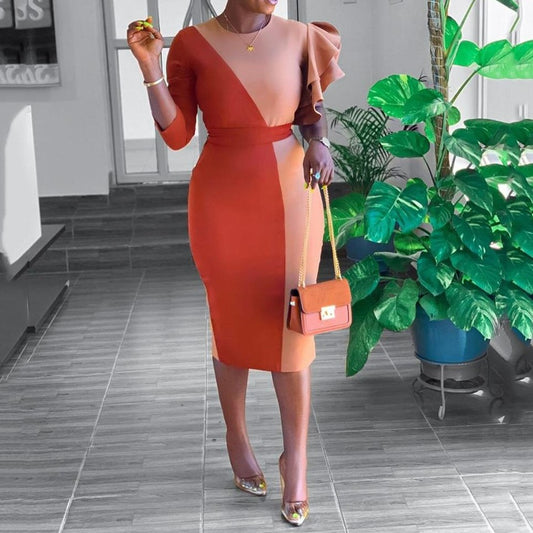 Ruffle Sleeve Midi Dress