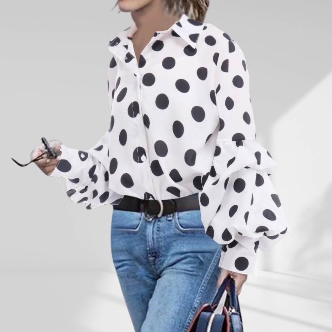 Fashion Polka Dot Lantern Long Sleeve Shirt