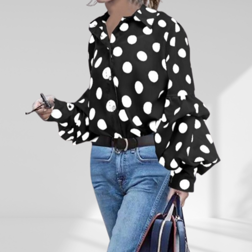 Fashion Polka Dot Lantern Long Sleeve Shirt