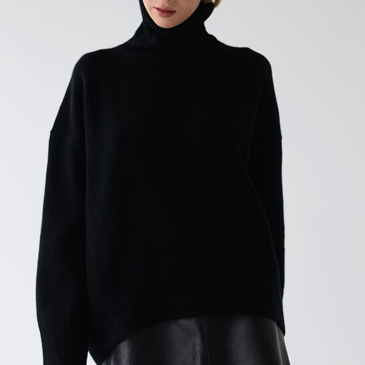 Relaxed Turtleneck Knit Sweater