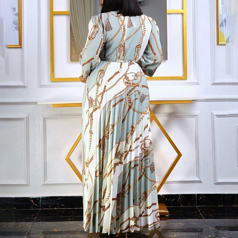 Belted Printed A-line Maxi Dress