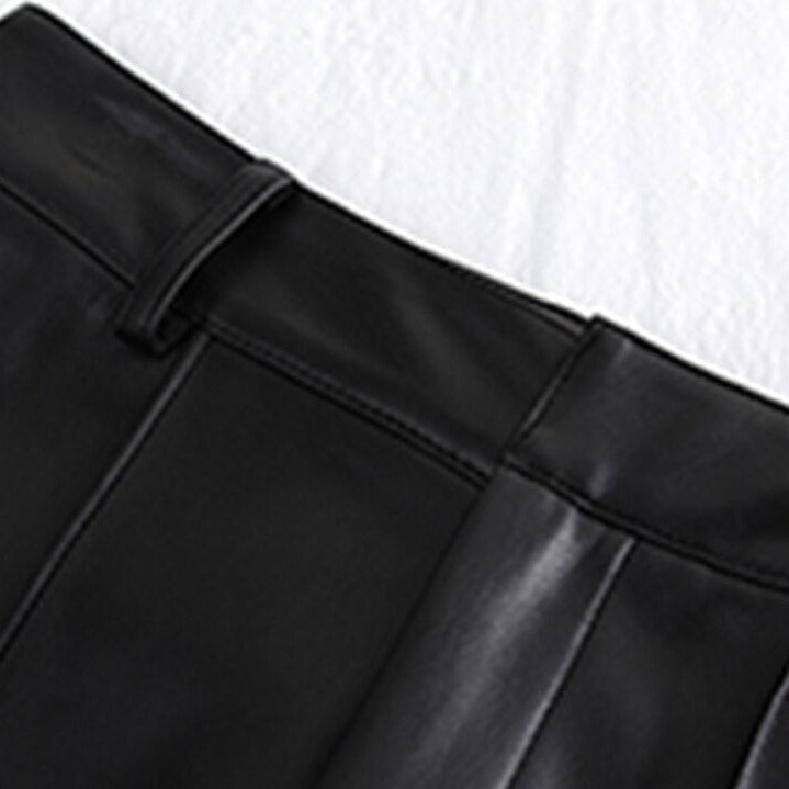 Tailored High Waist Faux Leather Pants