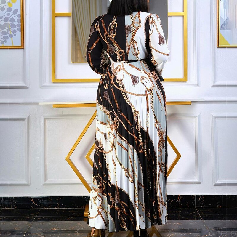 Belted Printed A-line Maxi Dress
