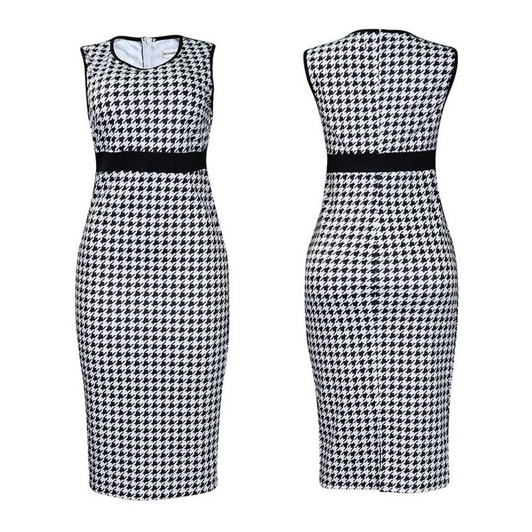 Houndstooth Two-Piece Midi Dress Set