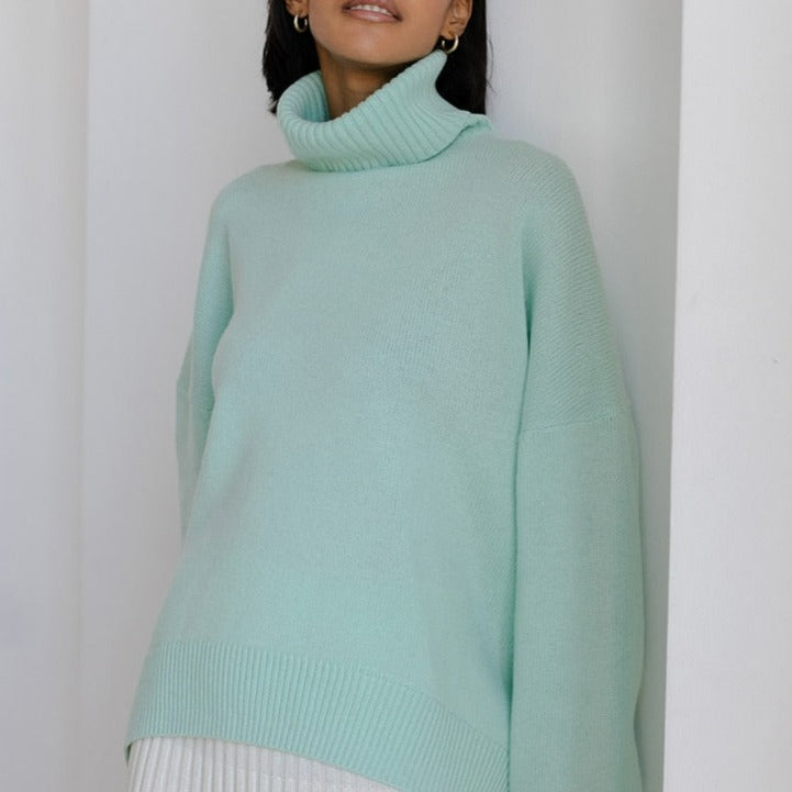 Relaxed Turtleneck Knit Sweater