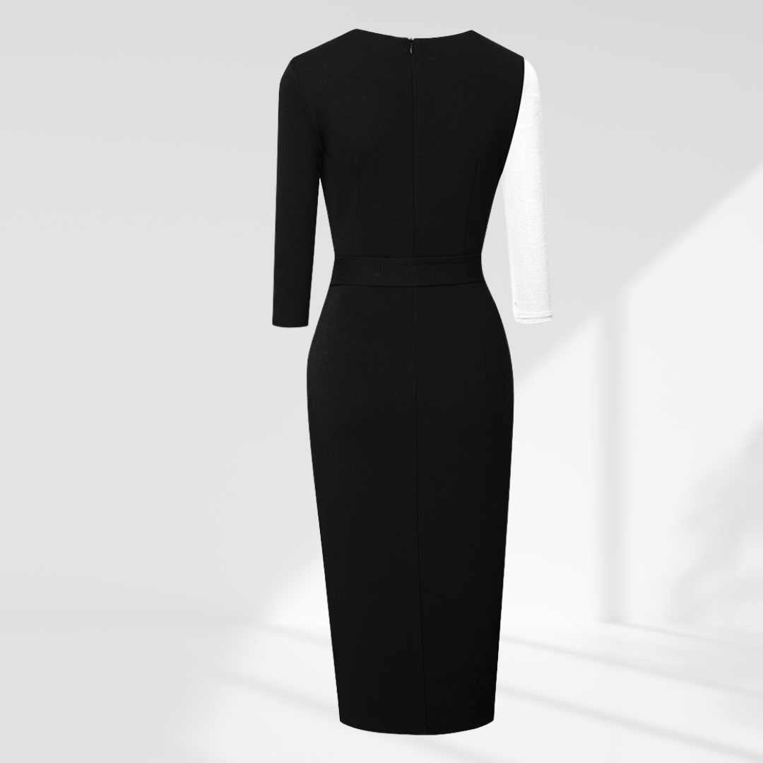 Color block Office Lady Sheath Dress