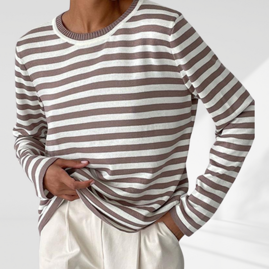 Striped Loose Crew Neck Pullover Sweater