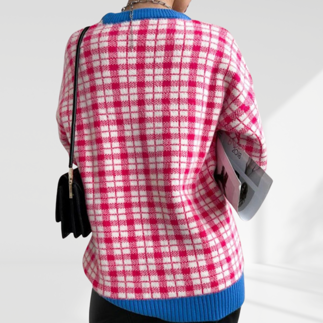 Plaid Knitted Pullover Sweater