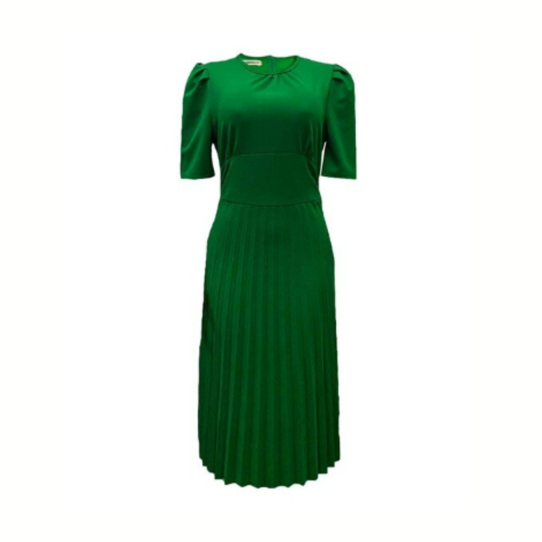 Bold and Bright Pleated Fit and Flare Dress