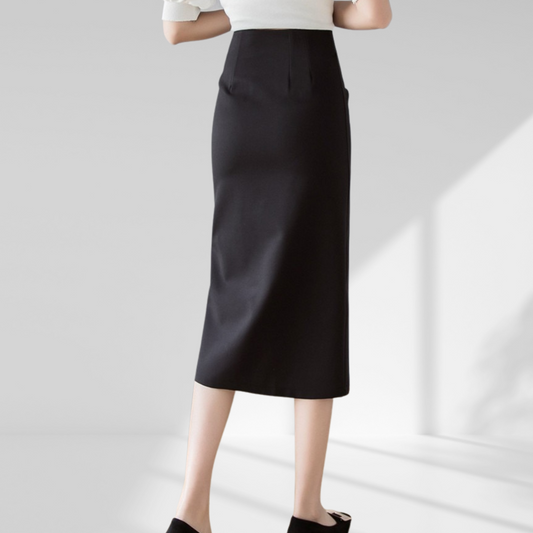 Elegant Belted Empire Waist Pencil Skirt