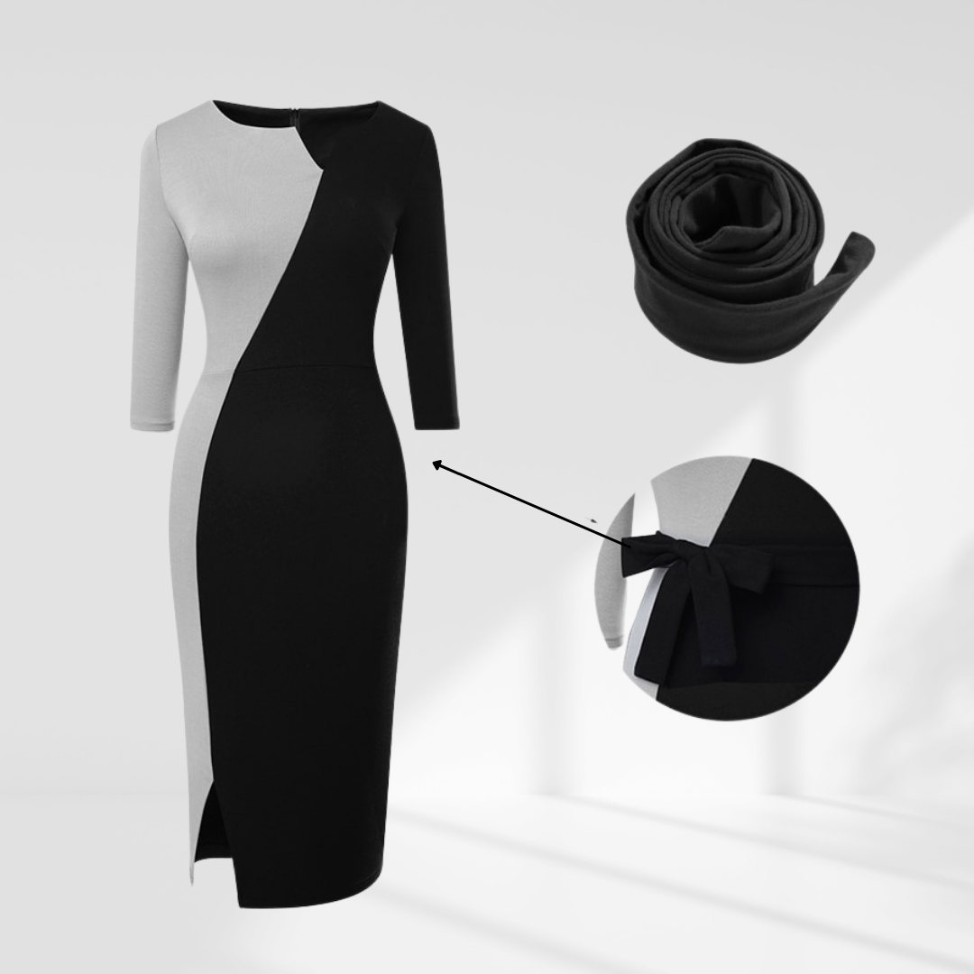 Color block Office Lady Sheath Dress