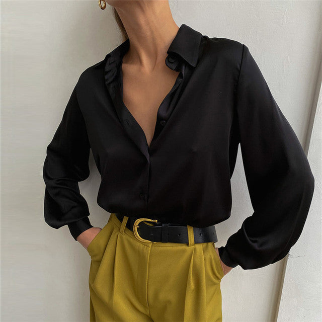 Loose Casual Satin Blouse