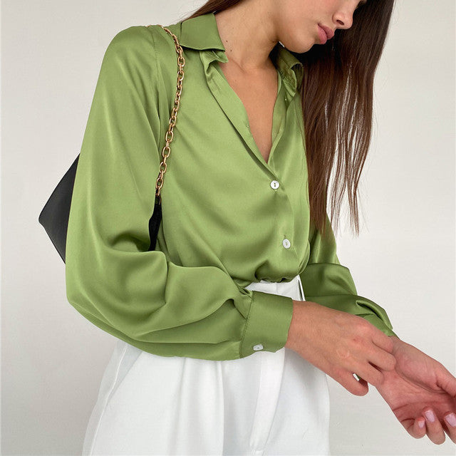 Loose Casual Satin Blouse