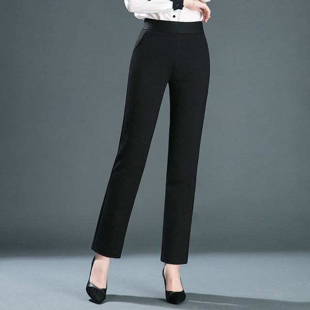 High Waisted Pull On Straight Fit Pants