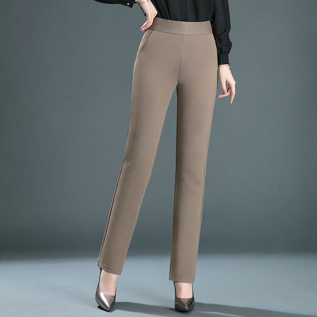 High Waisted Pull On Straight Fit Pants