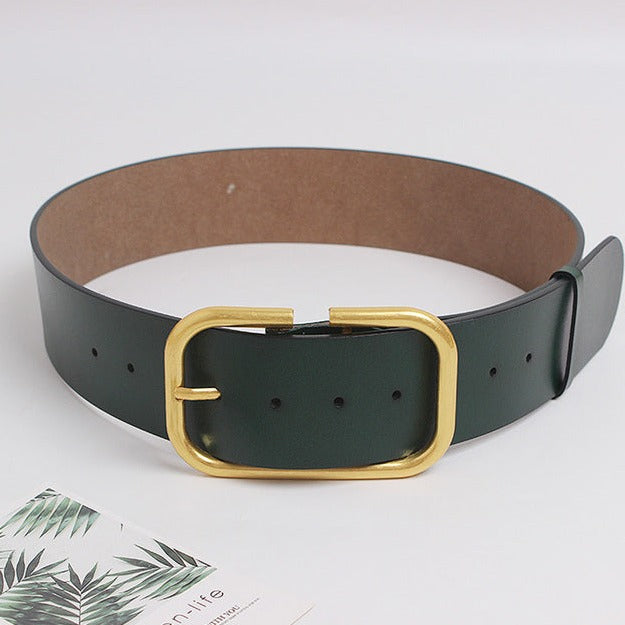 Oversize Buckle Leather Belt