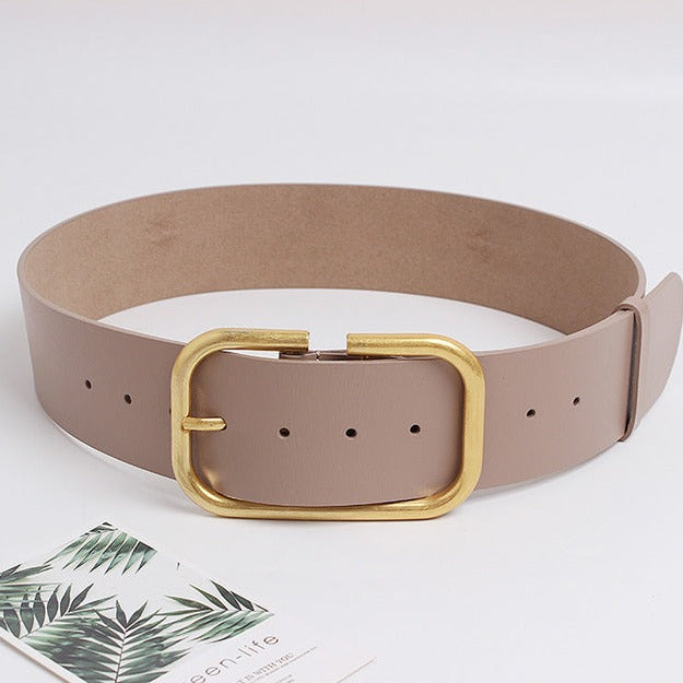 Oversize Buckle Leather Belt
