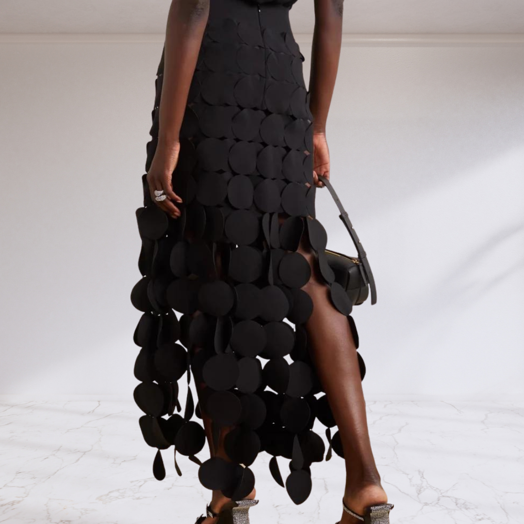 Elegant Patchwork Tassel Midi Skirt
