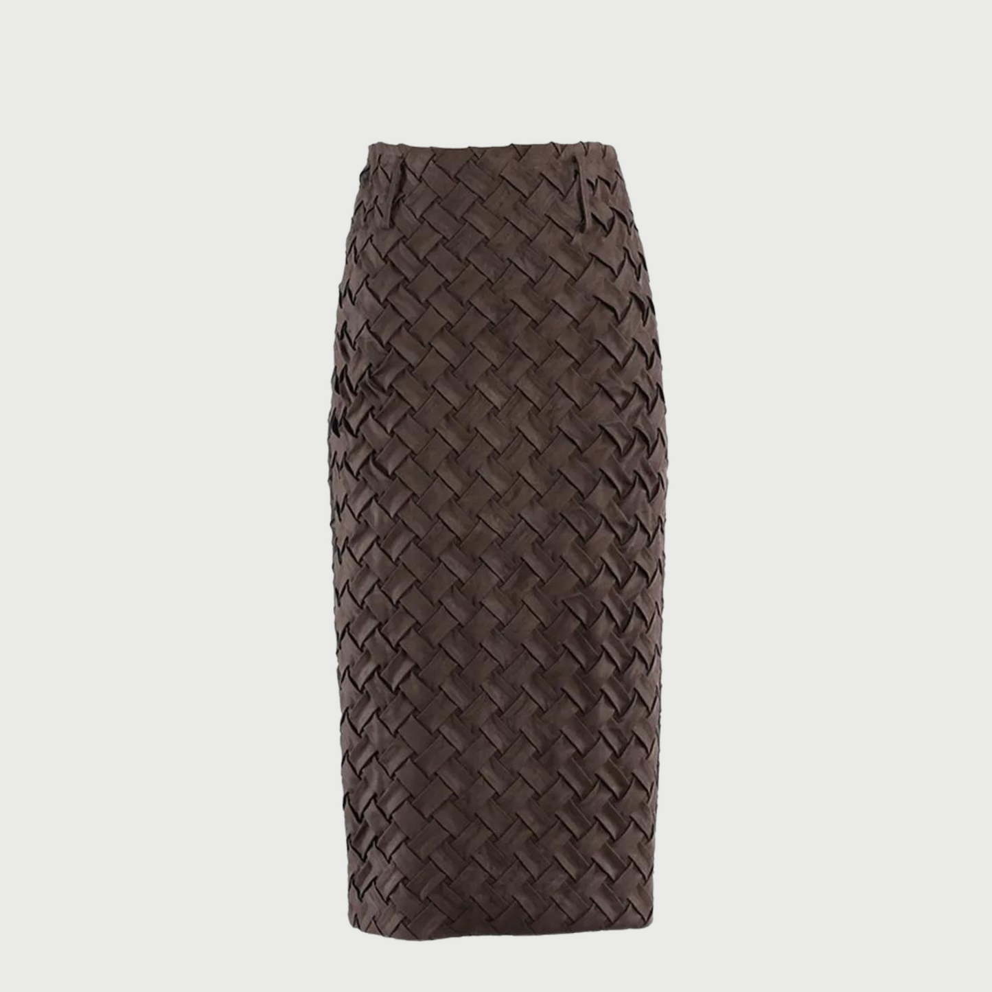 Black Knitted Belted Pencil Skirt