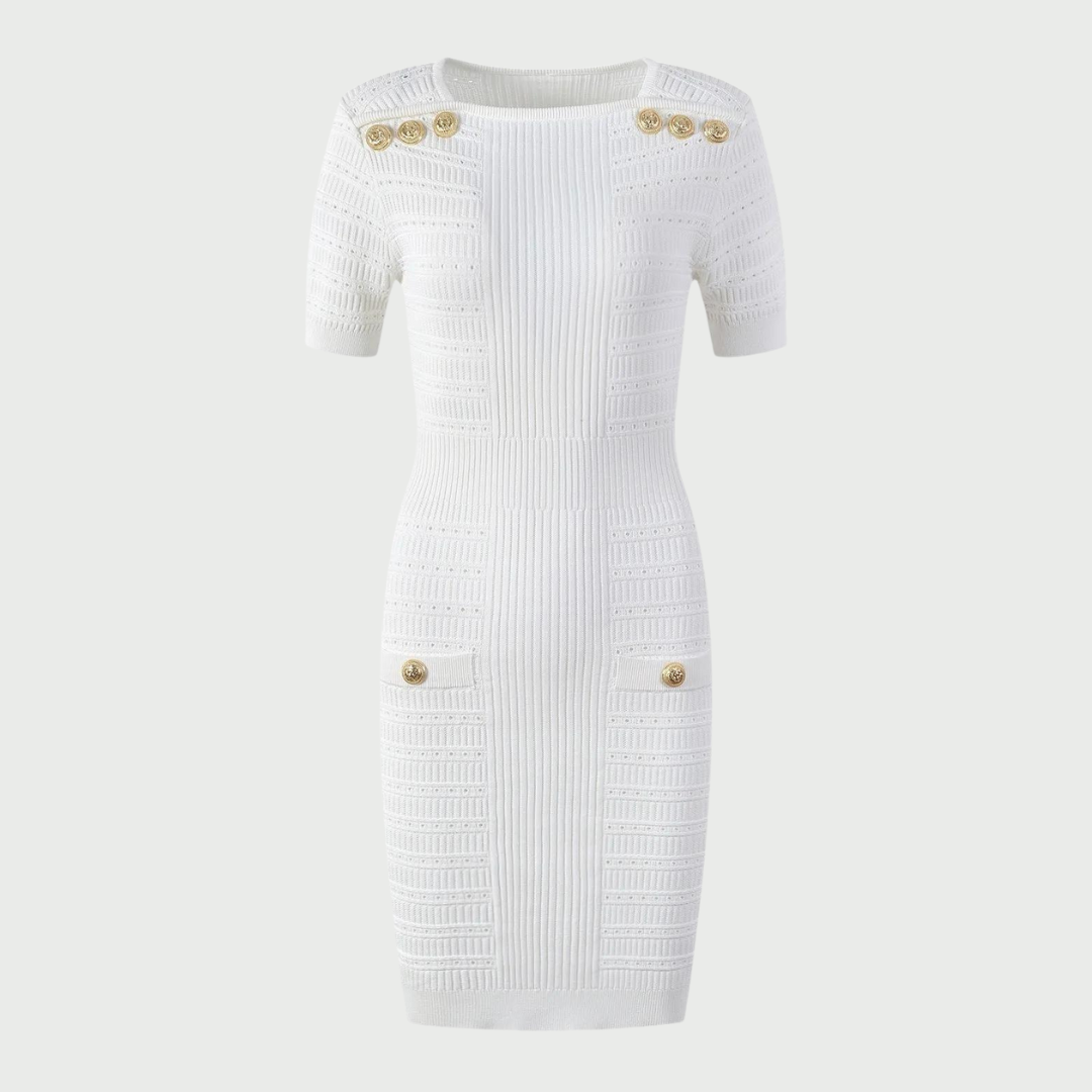 Square Collar Short Sleeve Knit Dress