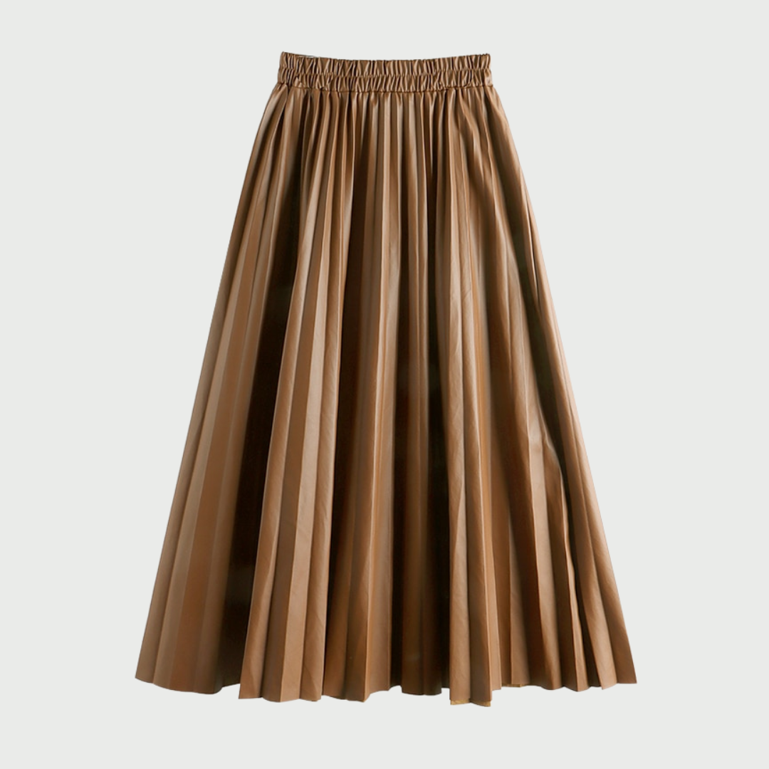 Faux Leather High Waist Pleated Skirt