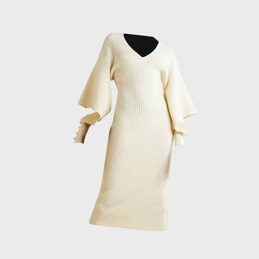 Minimalist Hollow Out Sleeve Midi Sweater Dress