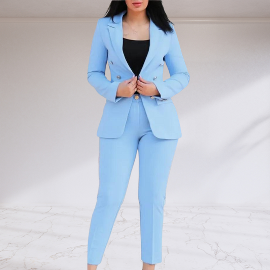 Casual Business Double Breasted Pant Suit