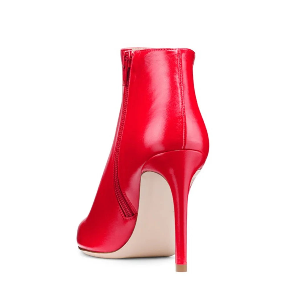 Classy Stiletto-Heel Patent Leather Ankle Boots