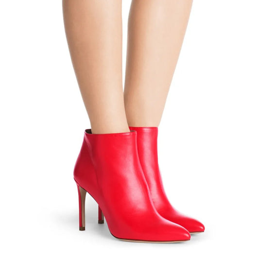 Classy Stiletto-Heel Patent Leather Ankle Boots