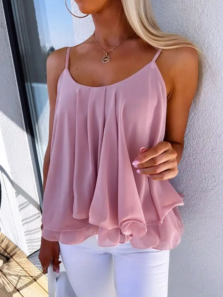 Ruffle Hem Sleeveless Cami