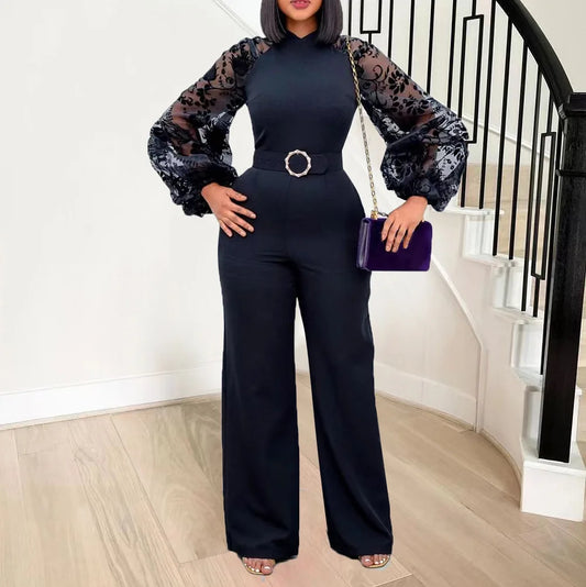 Lace Lantern Sleeve Jumpsuit