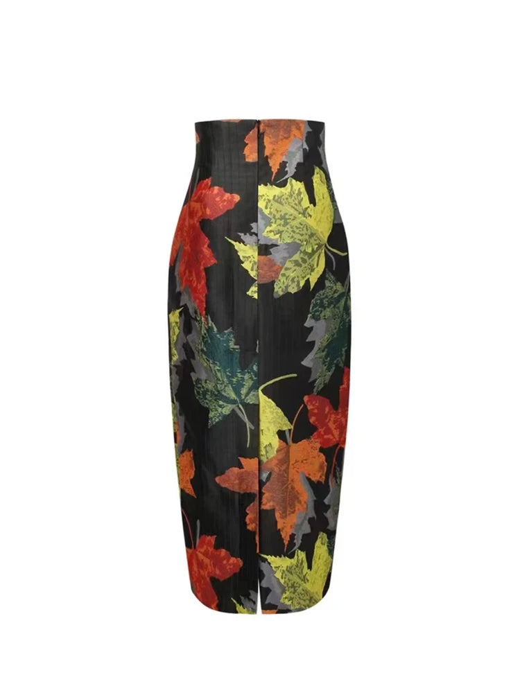 Floral Print High Waist Pencil Skirt