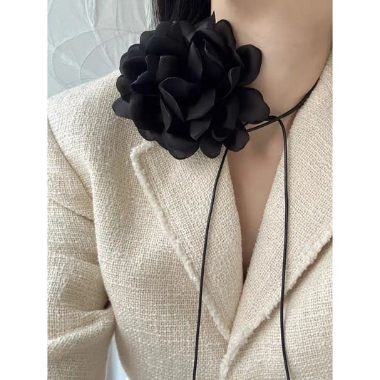Black Romantic Flower Choker Necklace