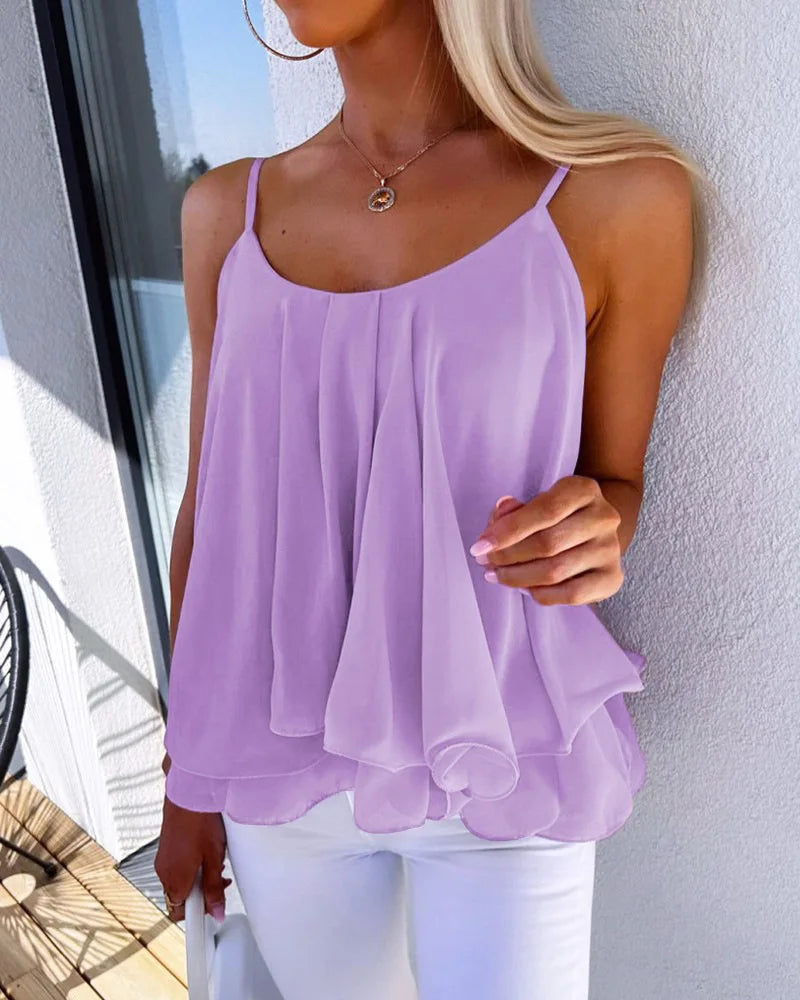 Ruffle Hem Sleeveless Cami