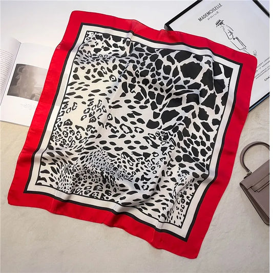 Leopard Print Square Silk Scarf