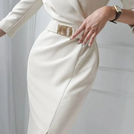 Elegant White Dress Slim Fitting Dress